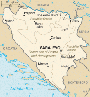 Bosna a Hercegovina map