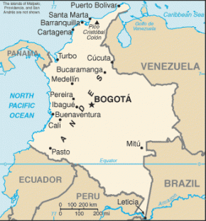 Kolumbie map
