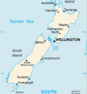 Nový Zéland map